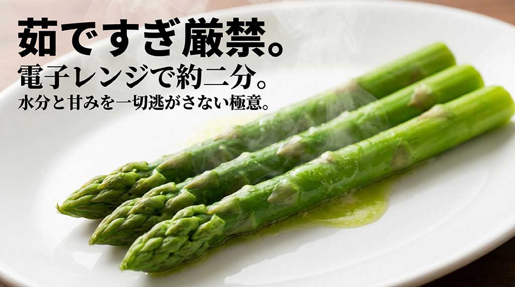 水分と甘みを逃さない、電子レンジ約2分でできるアスパラガスの調理極意