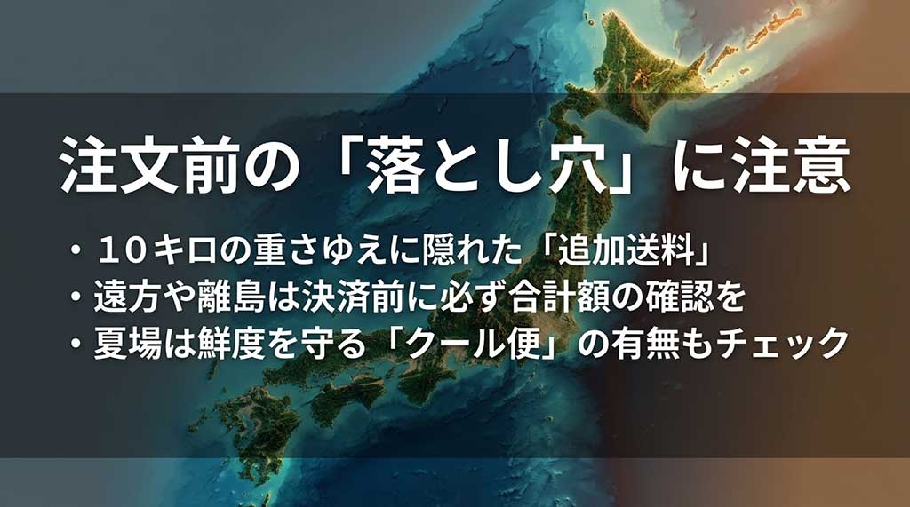 10kg注文時の追加送料や夏場のクール便確認などの注意点