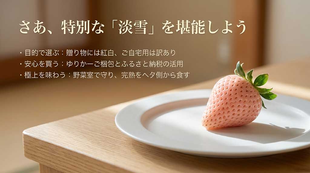 贈り物や家庭用、梱包の確認、正しい食べ方など淡雪を楽しむポイントのまとめ