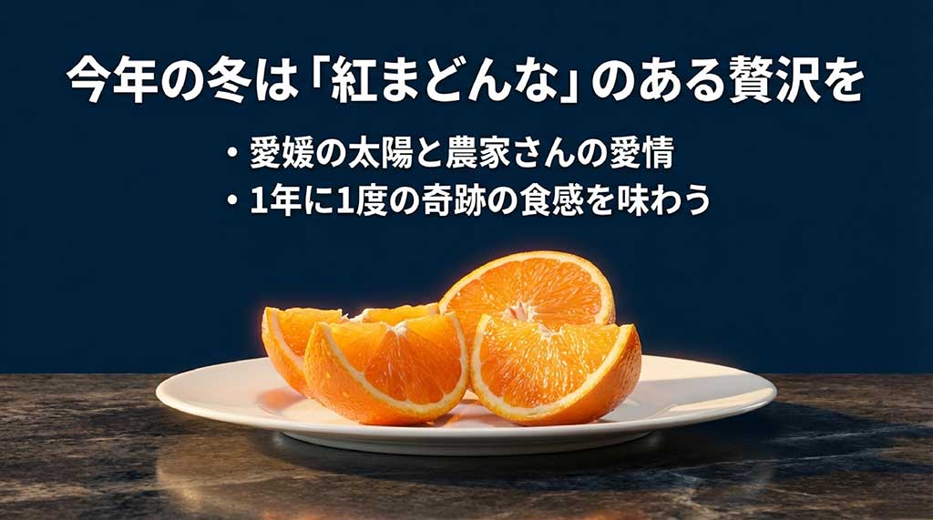 1年に一度の紅まどんなの食感を味わう、贅沢な冬の楽しみを提案するまとめスライド