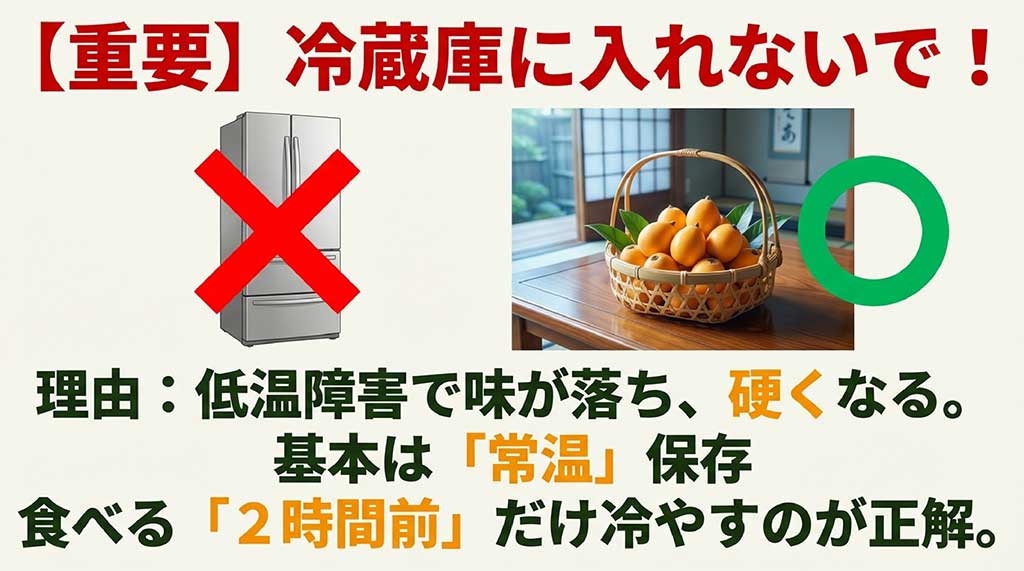びわを冷蔵庫に入れてはいけない理由と、正しい常温保存の方法