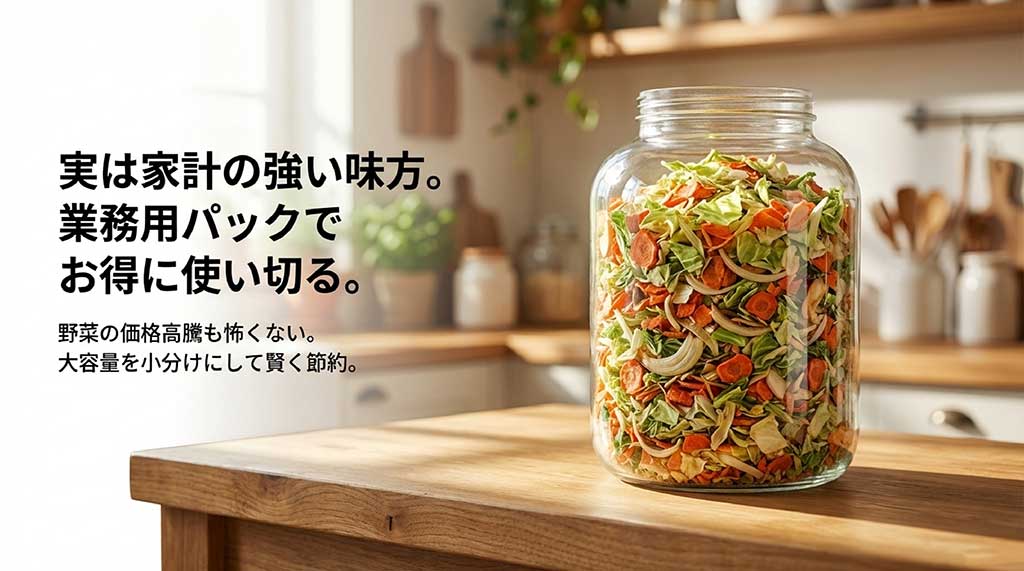 業務用大容量パックを小分けにして使い切る、野菜高騰対策としての節約術