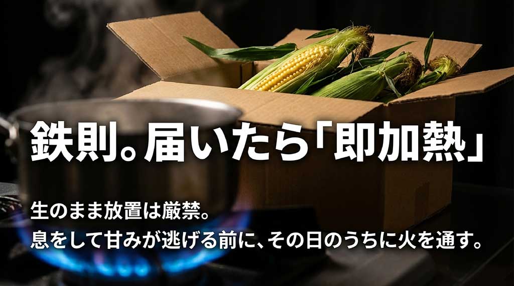 生のまま放置せず、甘みが逃げる前にその日のうちに火を通すことを促す注意点