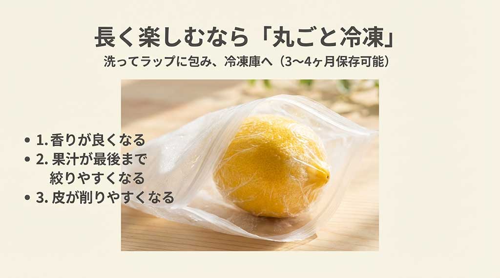 香りや果汁の絞りやすさがアップするレモンの冷凍保存メリット