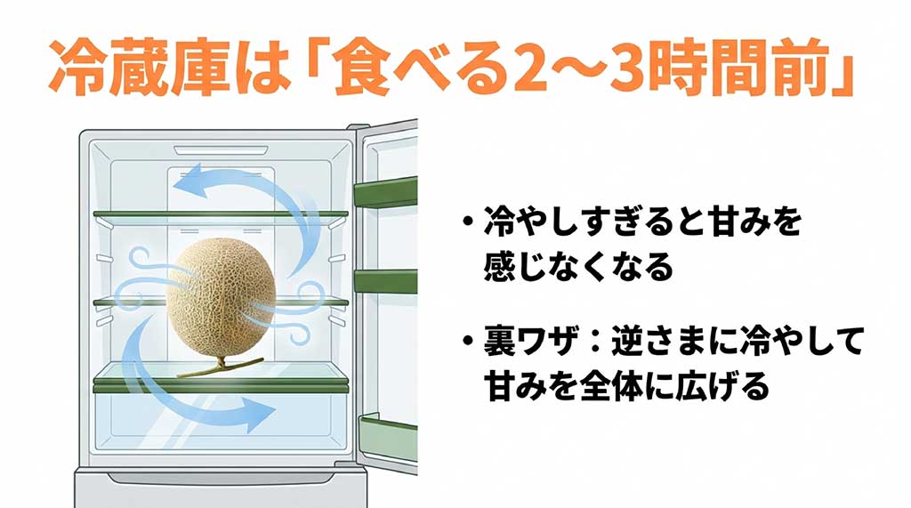 食べる直前に冷やすことと、甘みを全体に広げるための「逆さま」冷却の裏ワザ解説