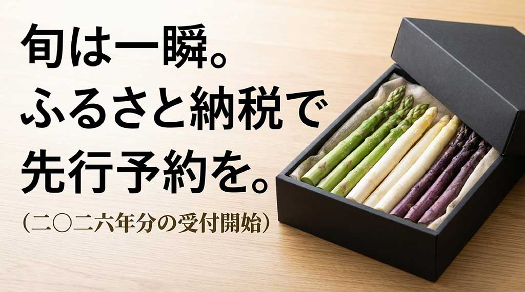 旬が短いアスパラガスの2026年分ふるさと納税先行予約の案内