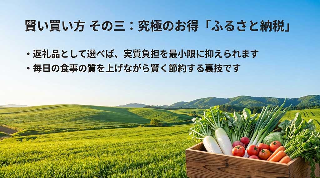返礼品として選ぶことで実質負担を最小限に抑え、食事の質を上げながら節約する裏技の紹介