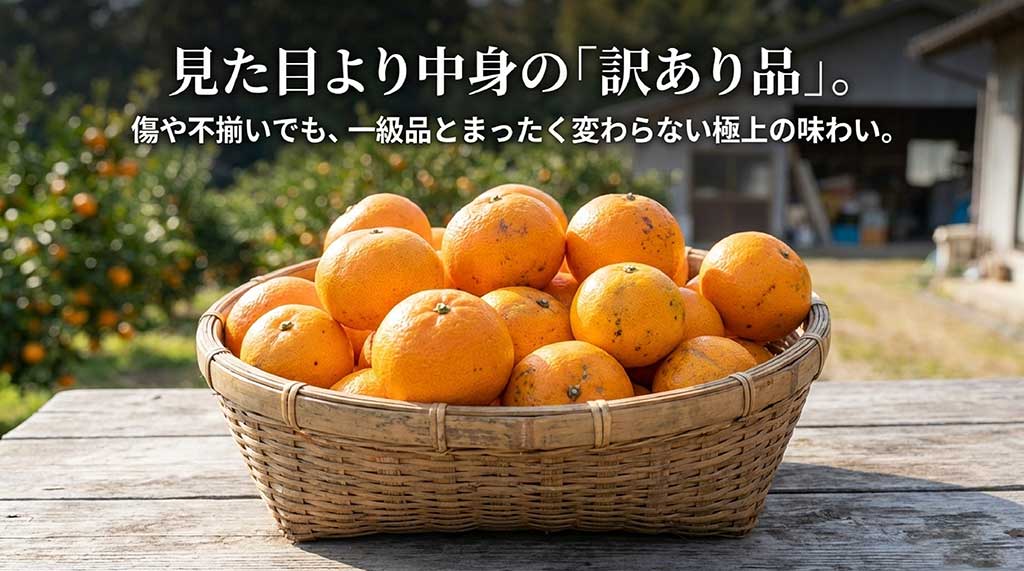 見た目は不揃いや傷があっても、中身は一級品と変わらない極上の味わいを持つ訳あり品の解説