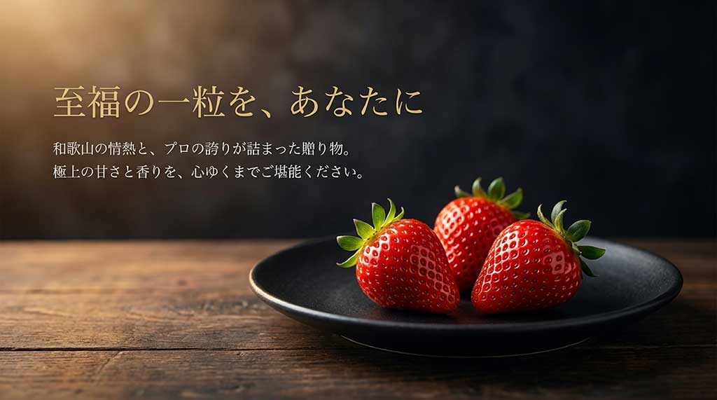 和歌山の情熱とプロの誇りが詰まった極上のいちご「紀の幸」を勧めるクロージングスライド