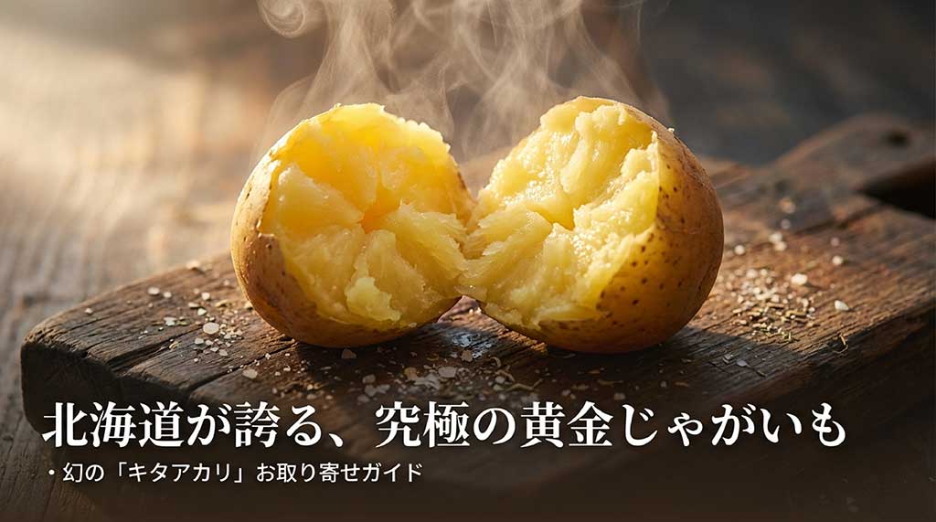 北海道が誇る究極の黄金じゃがいも「キタアカリ」のお取り寄せガイドのタイトルスライド
