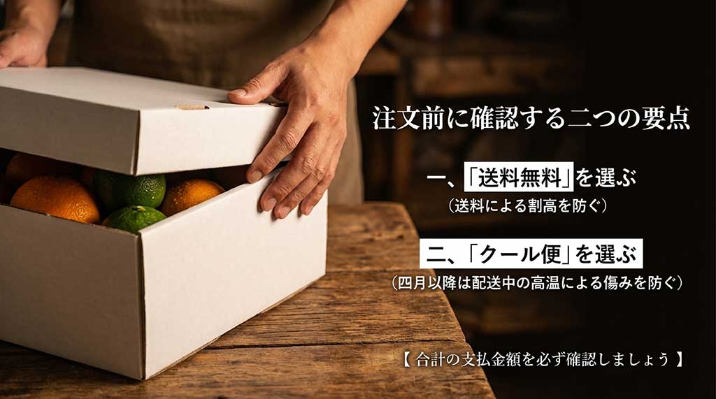 送料無料の選択と、4月以降はクール便を選ぶべき理由をまとめたチェックリスト