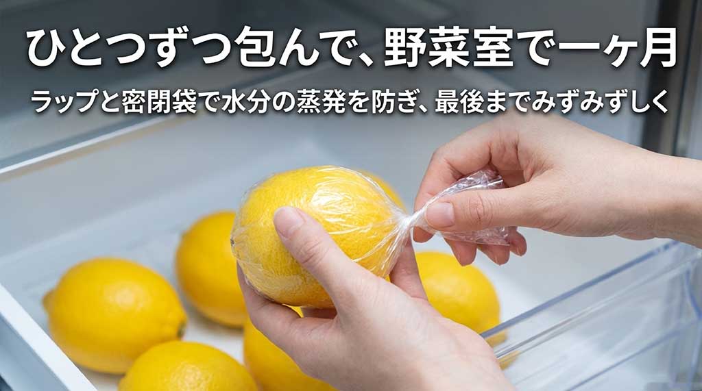 ひとつずつラップで包み密閉袋に入れて野菜室で1ヶ月保存。水分の蒸発を防ぐコツ