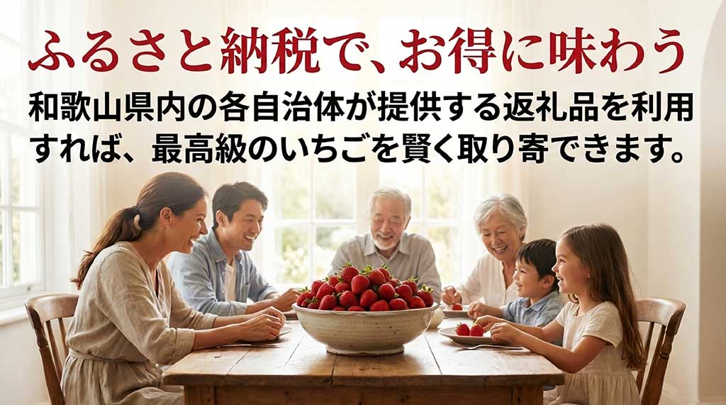 和歌山県内の各自治体が提供する返礼品を利用して、賢くまりひめを取り寄せる方法を紹介したスライド