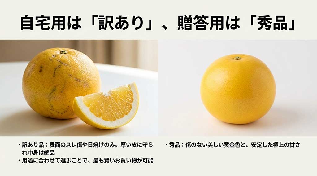 自宅用の「訳あり品」と贈答用の「秀品」の使い分けガイド