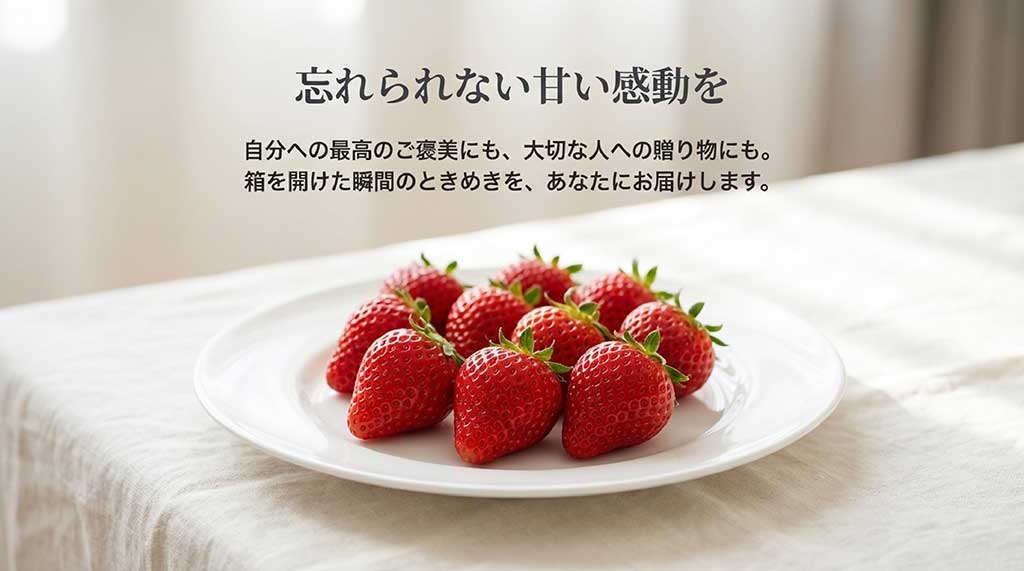 自分へのご褒美や大切な人への贈り物に、箱を開けた瞬間のときめきを届けるミガキイチゴのメッセージ