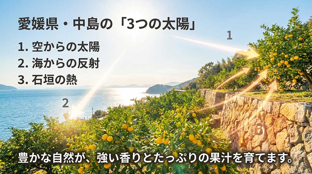太陽・海からの反射・石垣の熱が育む豊かなレモンの栽培環境