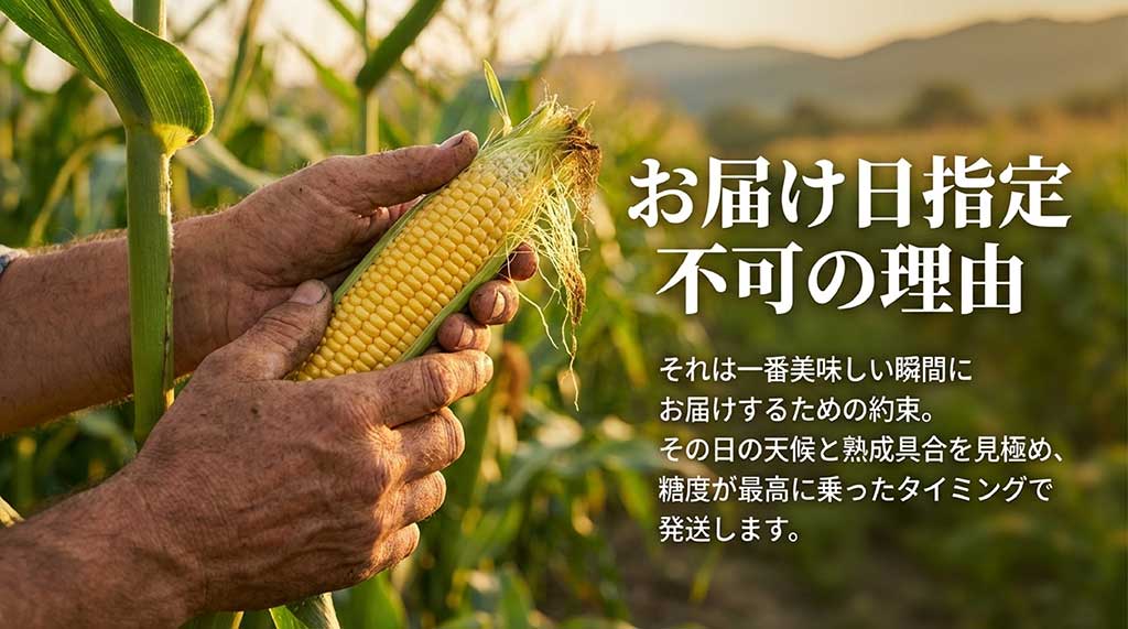 糖度が最高潮に達する一番美味しい瞬間に収穫・発送するためのこだわりについての説明