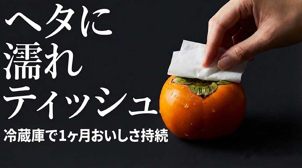 ヘタに濡れティッシュをあてて冷蔵保存する方法の解説