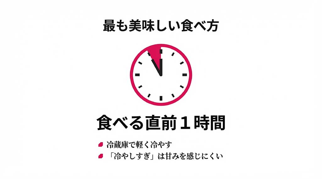 冷蔵庫で1時間軽く冷やすのが最も甘みを感じる美味しい食べ方である解説