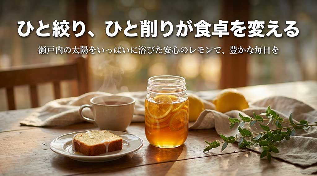 瀬戸内の太陽を浴びた安心のレモン。ひと絞り、ひと削りで食卓を豊かに変える