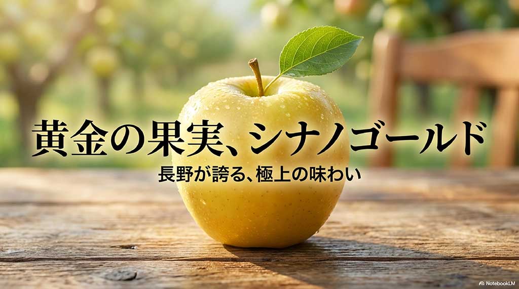 「黄金の果実、シナノゴールド 長野が誇る、極上の味わい」と書かれたメインビジュアルスライド