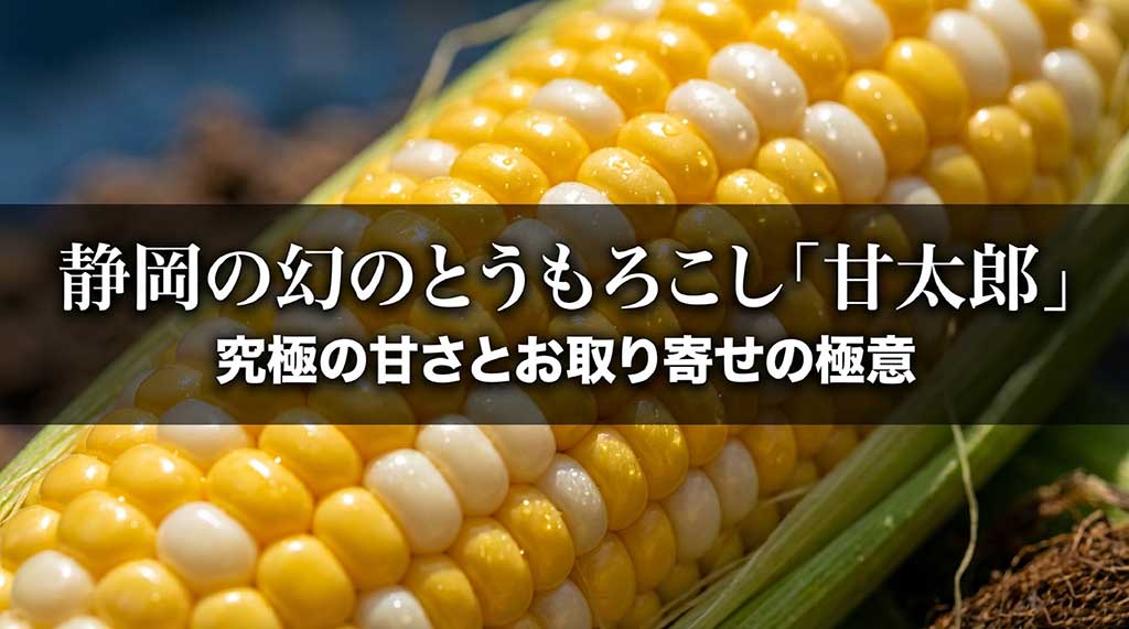 静岡県産の希少なとうもろこし「甘太郎」の究極の甘さとお取り寄せの極意を紹介するガイドの表紙スライド