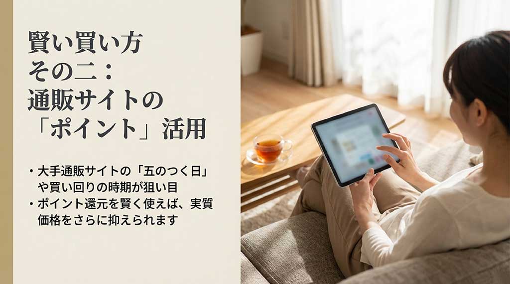 大手通販サイトの「5のつく日」や買い回り時期を狙い、ポイント還元で実質価格を抑えるコツ