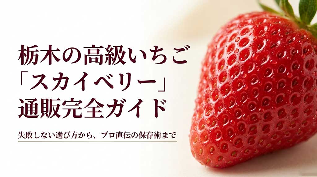 栃木の高級いちご「スカイベリー」の失敗しない選び方から保存術までを解説する通販完全ガイドのスライド表紙