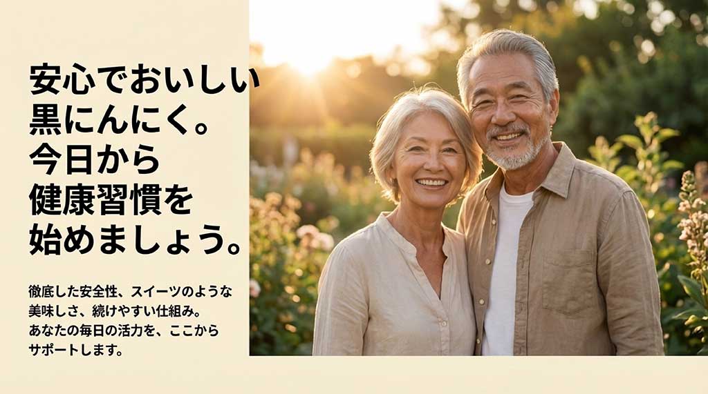 徹底した安全性と美味しさで、毎日の活力をサポートすることを伝えるまとめのスライド