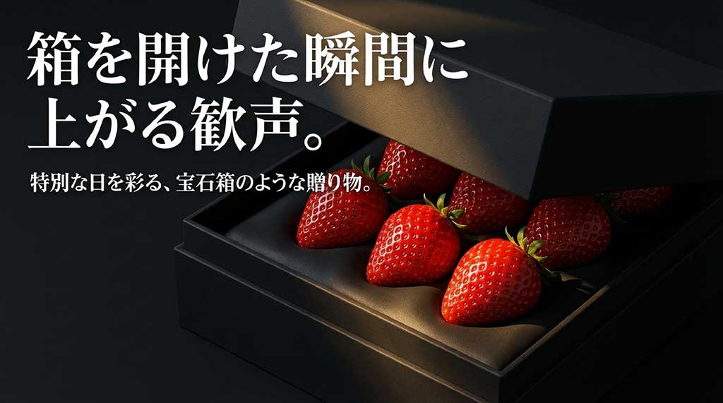 箱を開けた瞬間に上がる歓声。特別な日を彩る宝石箱のような贈り物としてのいちご