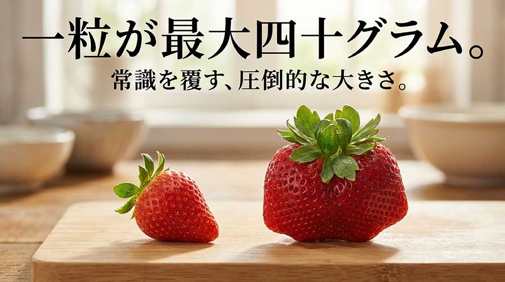 一粒が最大40グラムに達する、常識を覆す圧倒的な大きさのいちご「おおきみ」