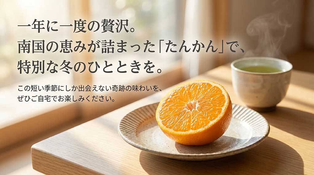 一年に一度の贅沢、南国の恵みたんかんを楽しむメッセージ画像