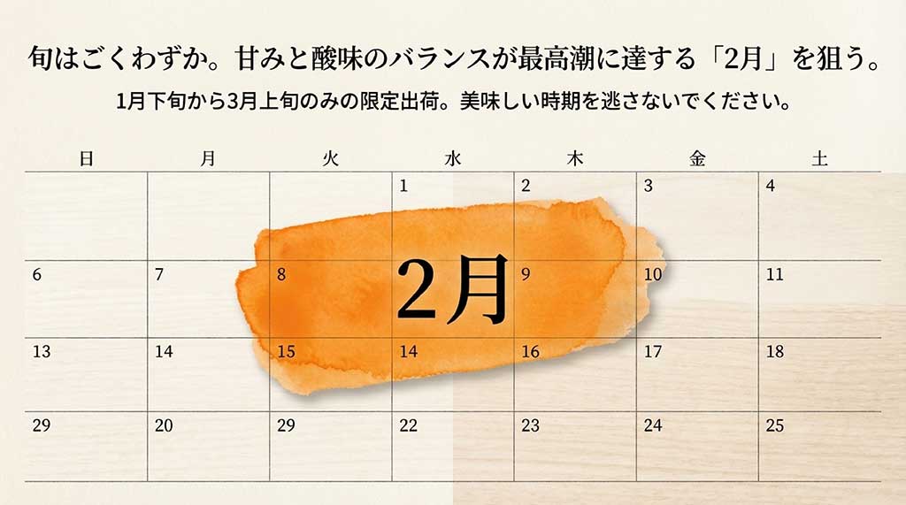 2月が最盛期となるたんかんの出荷時期（1月下旬〜3月上旬）解説