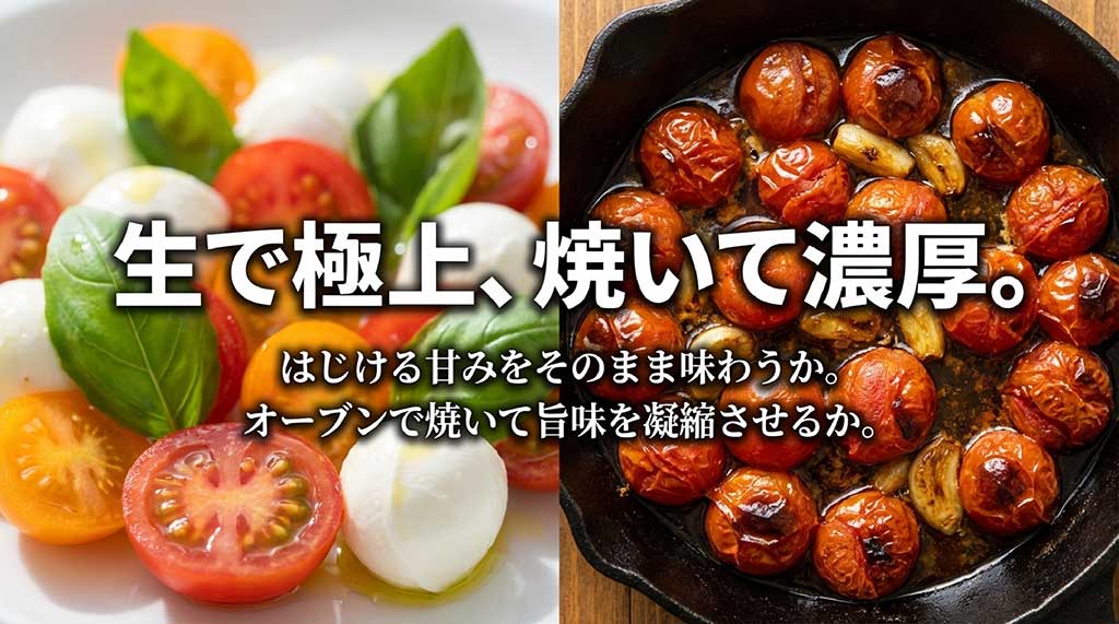 生で食べるだけでなく、オーブンで焼くことで旨味が凝縮されるトマランタンのレシピ紹介スライド