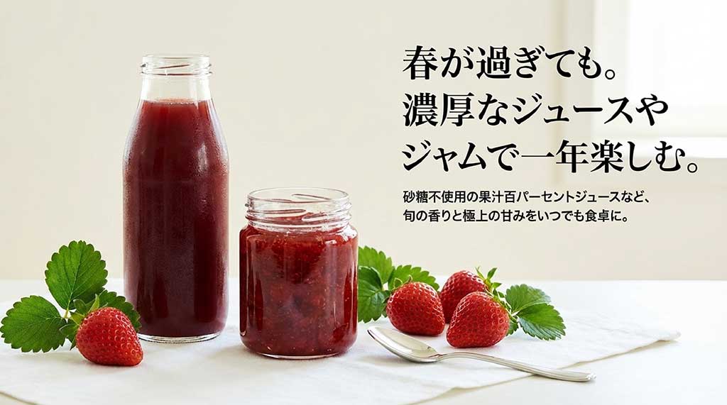 砂糖不使用の100%ジュースやジャムで、オフシーズンもやよいひめを楽しむ方法