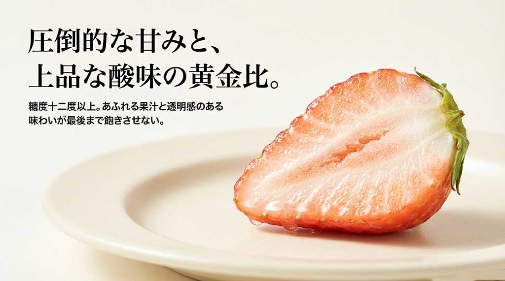 糖度12度以上の圧倒的な甘みと上品な酸味が特徴のやよいひめの味の紹介